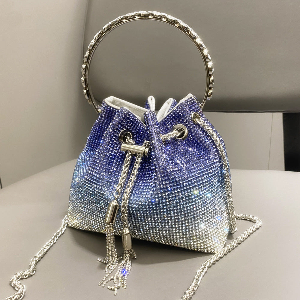 Women's Beautiful Rhinestone Round Chain Diamond Shoulder Bags