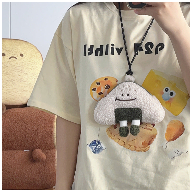 Fan Rice Ball Plush Funny Expression Bags