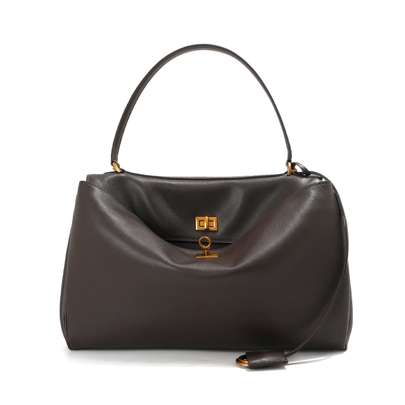 Women's Genuine Leather Strict Retro Soft Large Capacity Commuter Underarm Tote Bags