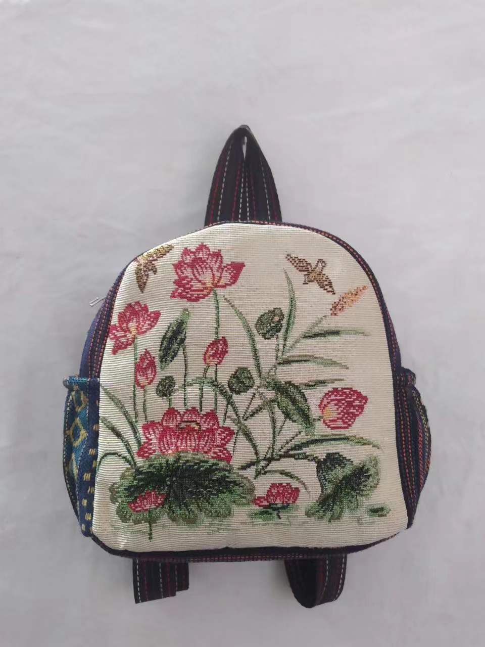 Style Gold Silk Embroidered Elephant National Backpacks