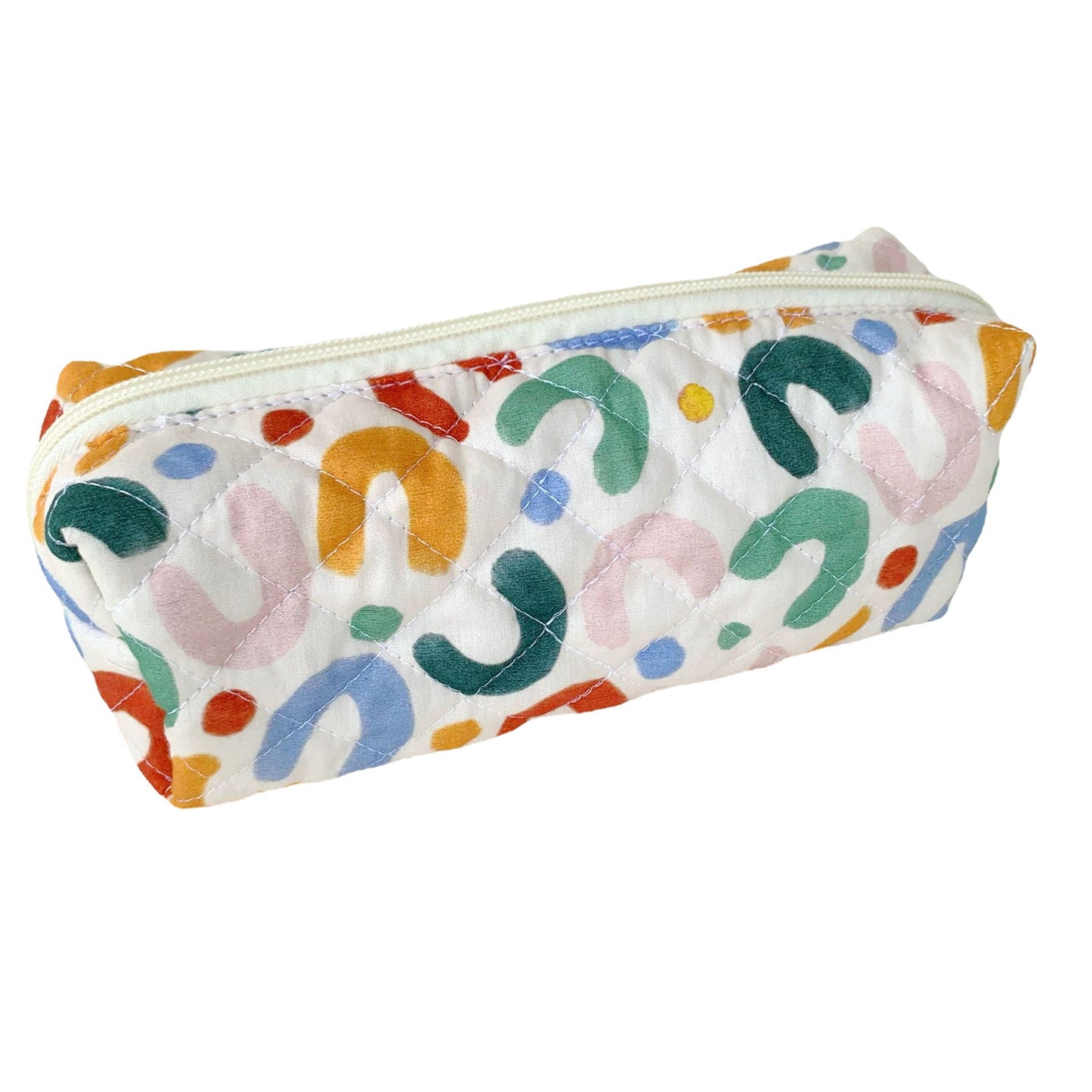 Brush Cotton Embroidery Quilted Large Capacity Pencil Cosmetic Bags