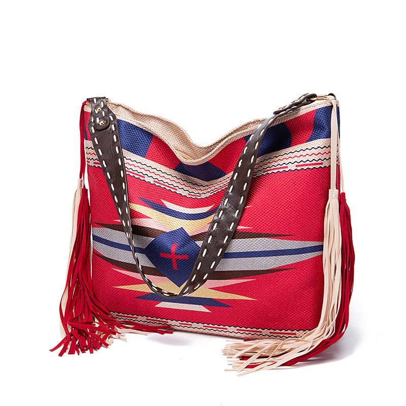 Women's Vintage Hand-woven Cotton And Linen Large Crossbody Bags