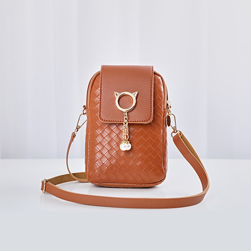Women's Spring Fashion Woven Mini Pearl Shoulder Bags