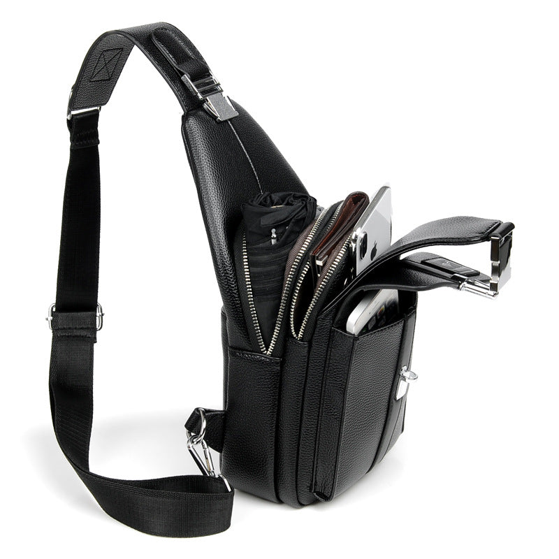 Innovative Men's Korean Fashion Soft Leather Men's Chest Bags