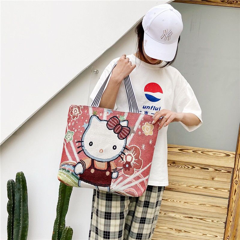Women's Large Cartoon Woven Rust Simple Capacity Shoulder Bags