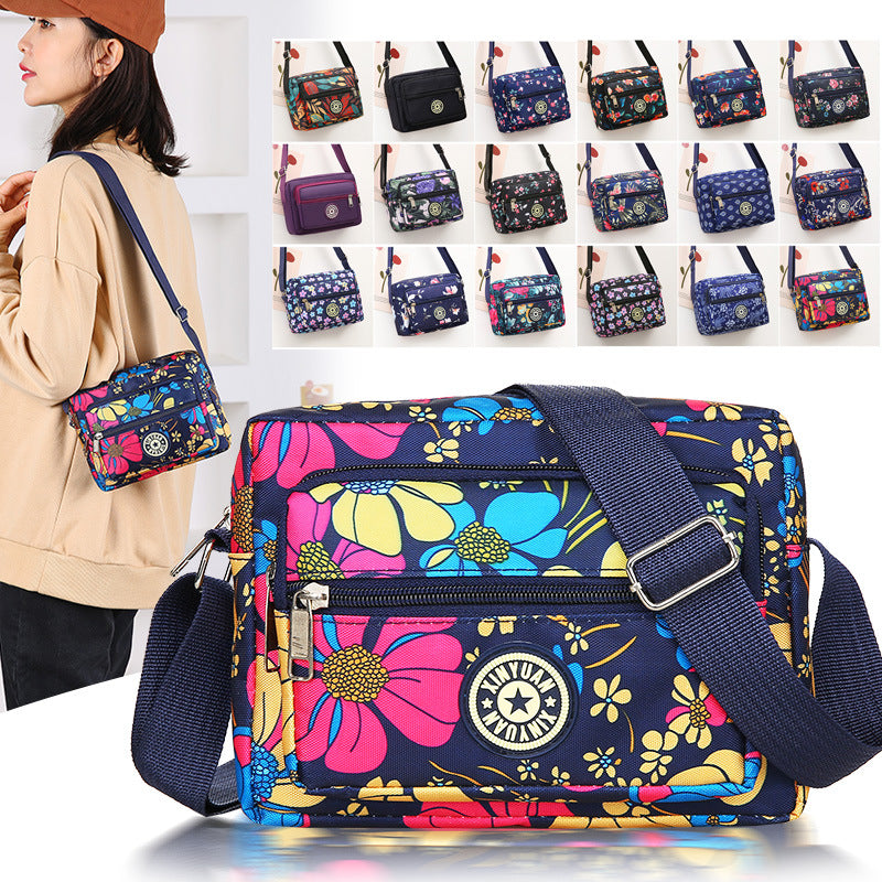 Women's Oxford Cloth Mother Flower Canvas Stall Crossbody Bags
