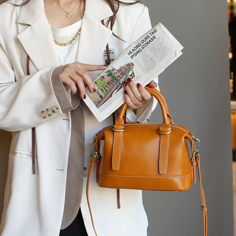 Women's Spring Genuine Leather Boston High-grade First Bags
