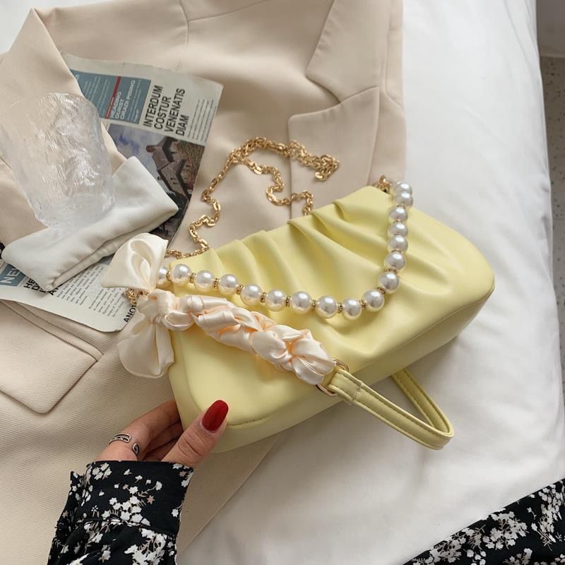 Women's Pearl Pleated Cloud Underarm Niche Fashion Crossbody Bags