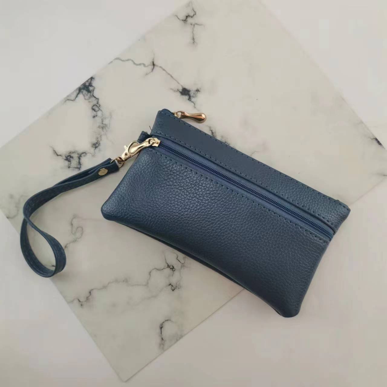 Women's Mini Zipper Lychee Pattern Short Coin Purses