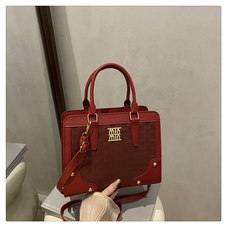 Elegant Mother Daughter Retro Large Capacity Trendy Beautiful Stitching Women's Shoulder Bag
