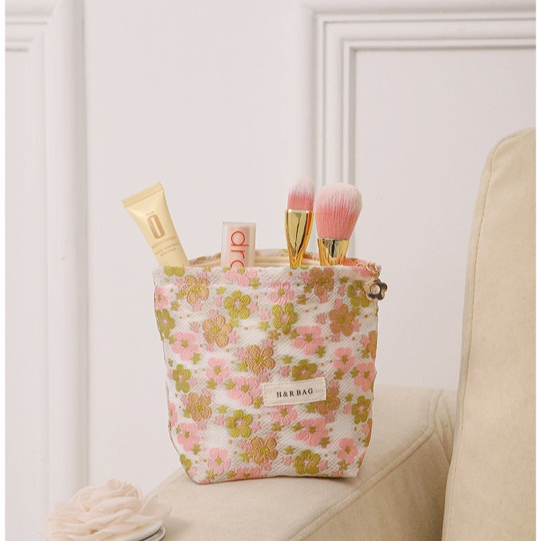 Casual Fresh Yarn-dyed Large Capacity Buggy Cosmetic Bags