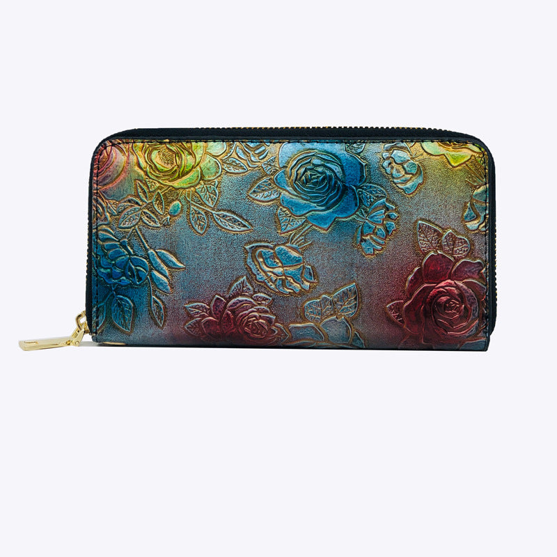 Women's Long Fashion Embossing Zipper Lady's Mobile Ladies Wallets