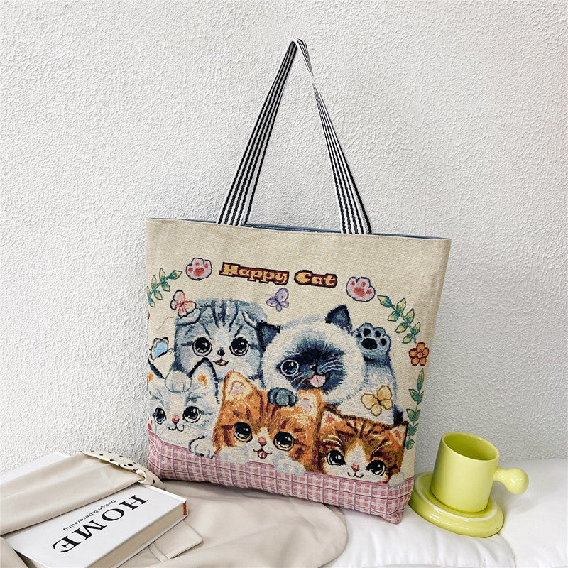 Women's Portable Canvas Artistic Embroidered Retro Shoulder Bags