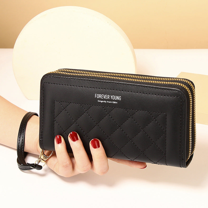 Women's Clutch Korean Mobile Double Zipper Large Ladies Wallets