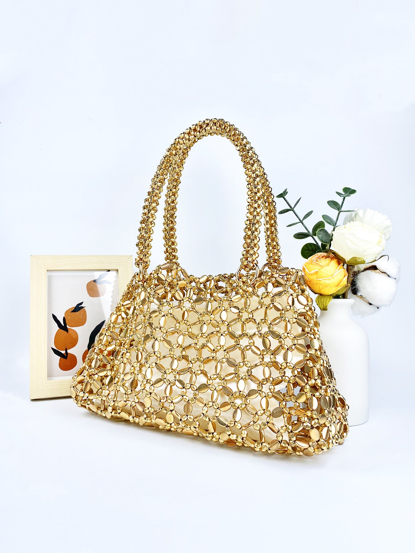 Woven Hollowed Good-looking Ceiling Versatile Shiny Handmade Handbags