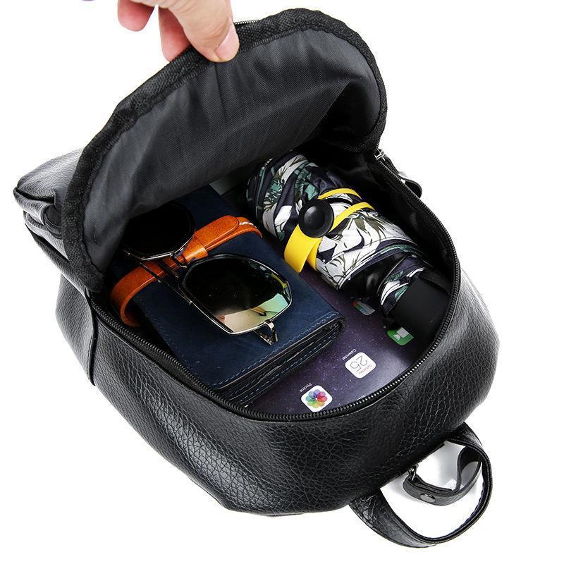 Women's Korean Fashionable Zipper Soft Leather Waterproof Backpacks