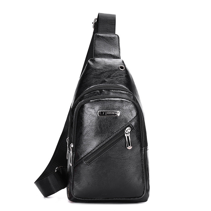 Men's Popular Soft Leather Business Fashion Men's Chest Bags