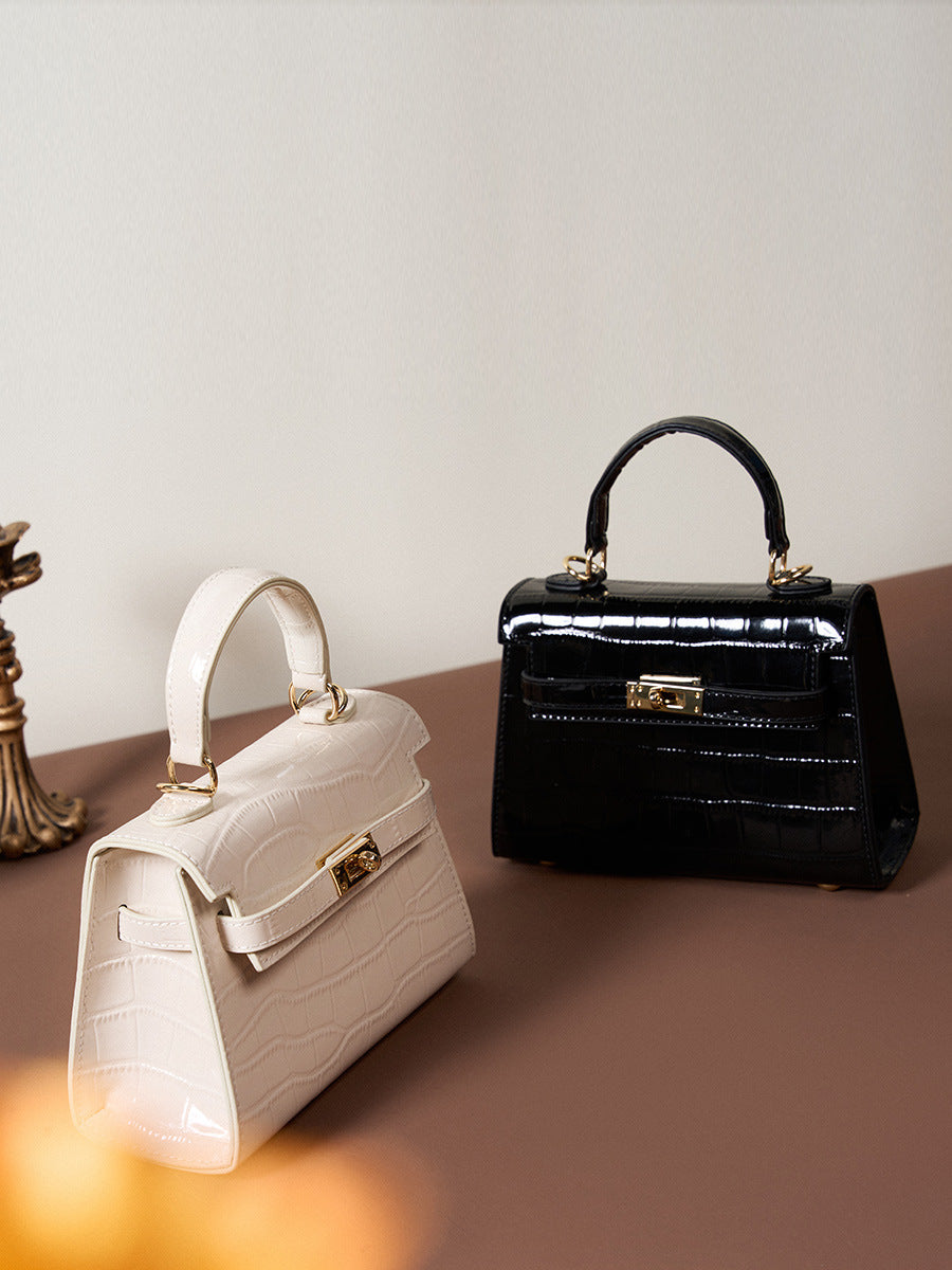 Women's Luxury Portable Crocodile Pattern Kelly Cowhide Handbags