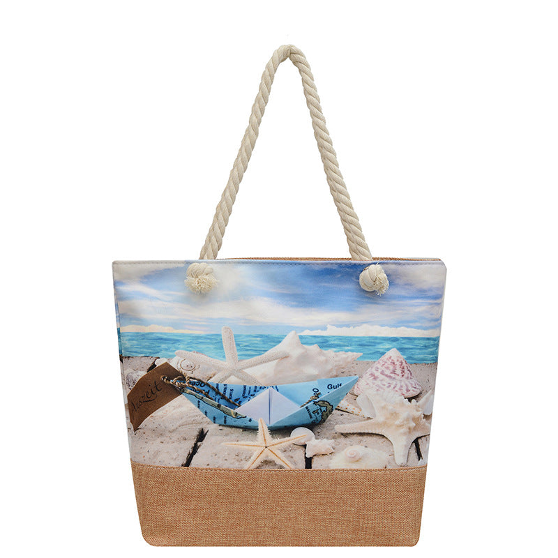 Style Linen Seaside Fashion Canvas Hemp Shoulder Bags