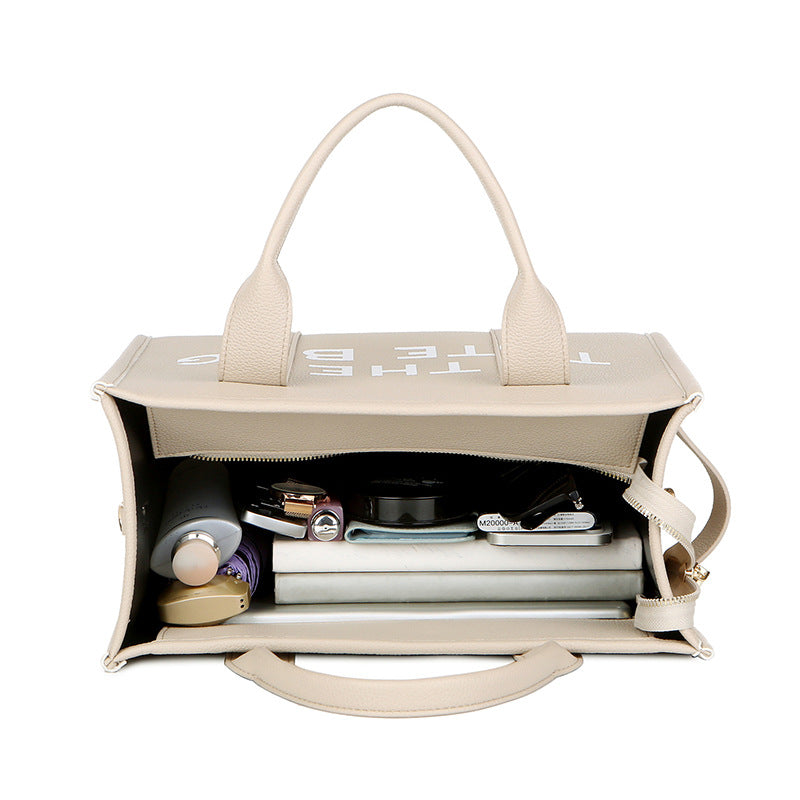 Women's Solid Color Letter Simple Large Shoulder Bags