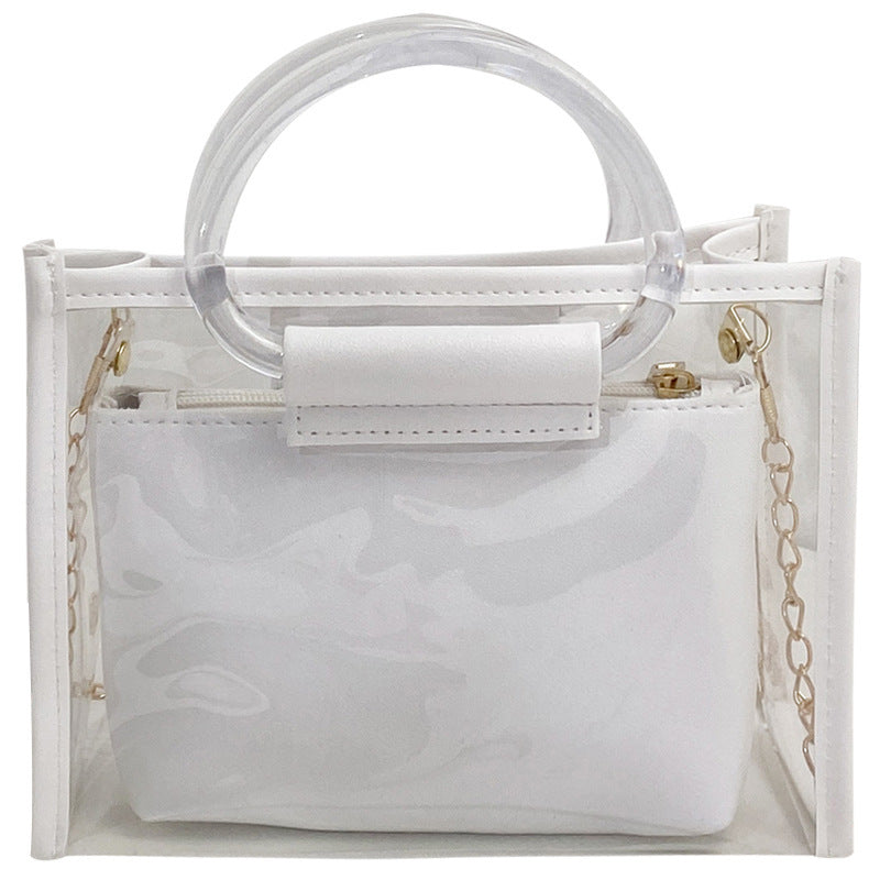 Women's Mother Two-piece Set Transparent Chain Shoulder Bags