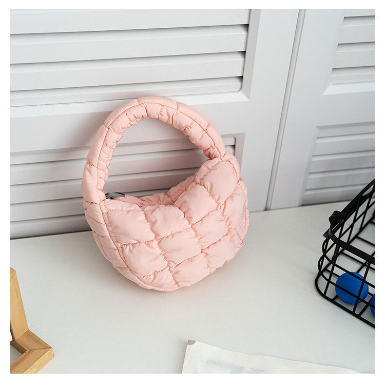 Women's Pleated Cloud Niche Plaid Bubble Down Handbags