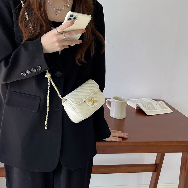 Texture Female Lucky Beads Diamond Style Chain Crossbody Bags