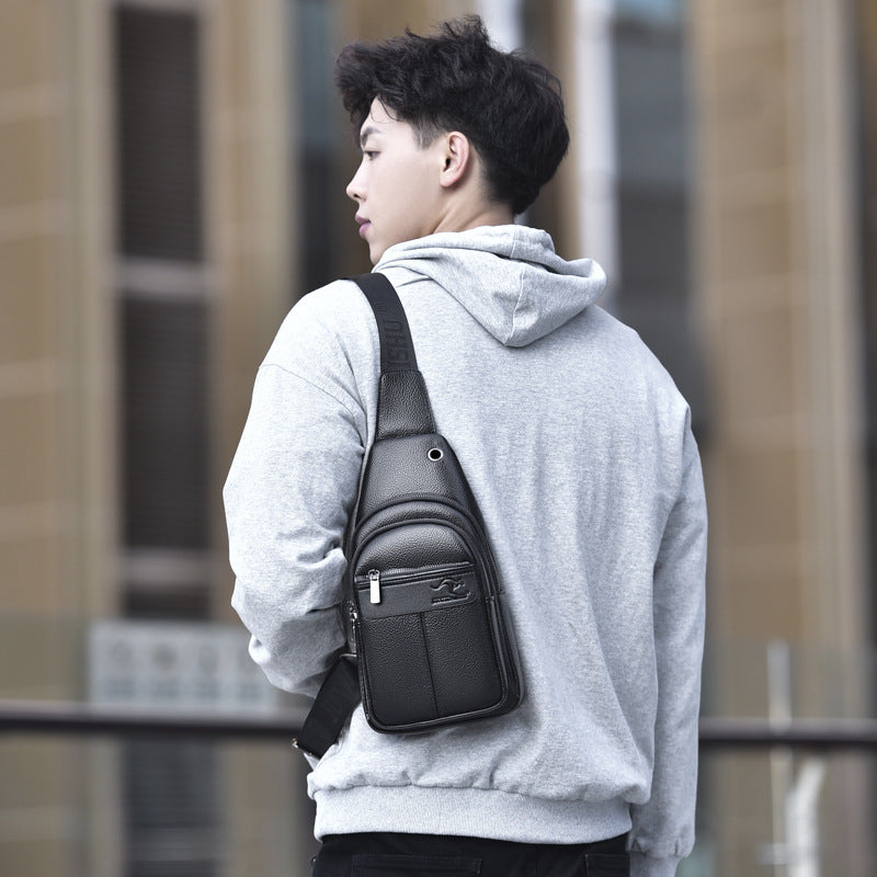Men's Comfortable Large Capacity Soft Leather Men's Chest Bags