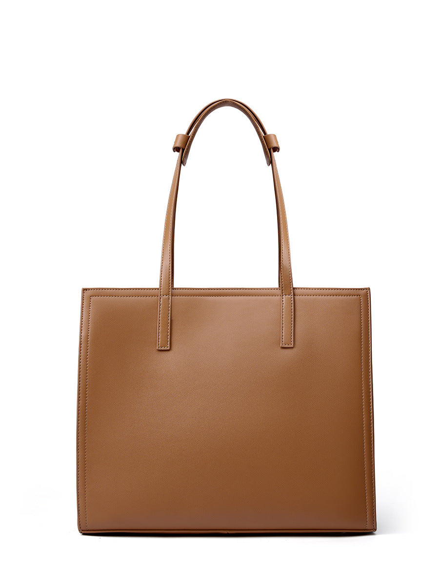 Women's Niche Leather Large Capacity Computer Black Handbags
