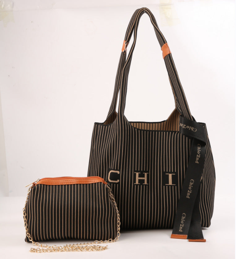 Women's Louver Sunken Stripe Large Capacity Design Shoulder Bags