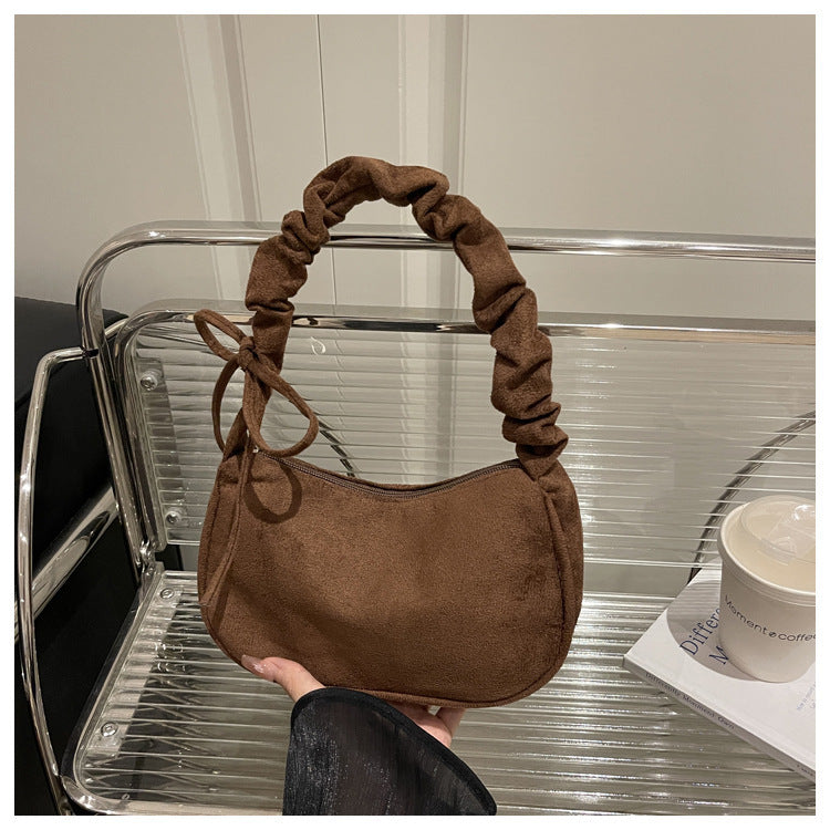 Women's Color Simple Suede Elegant Underarm Crescent Women's Shoulder Bag