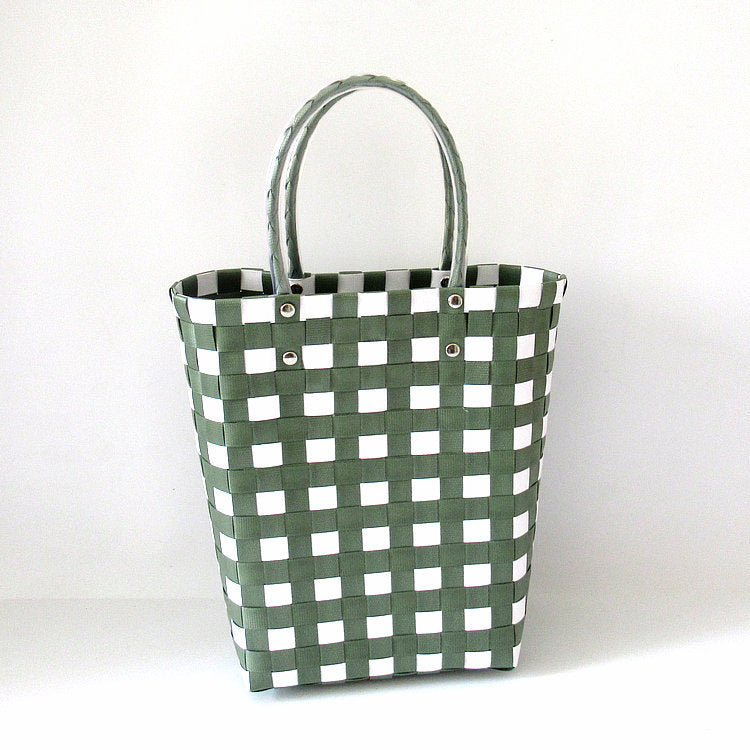 Women's Plastic Woven Knitted Basket Handmade Decorative Creative Handbags