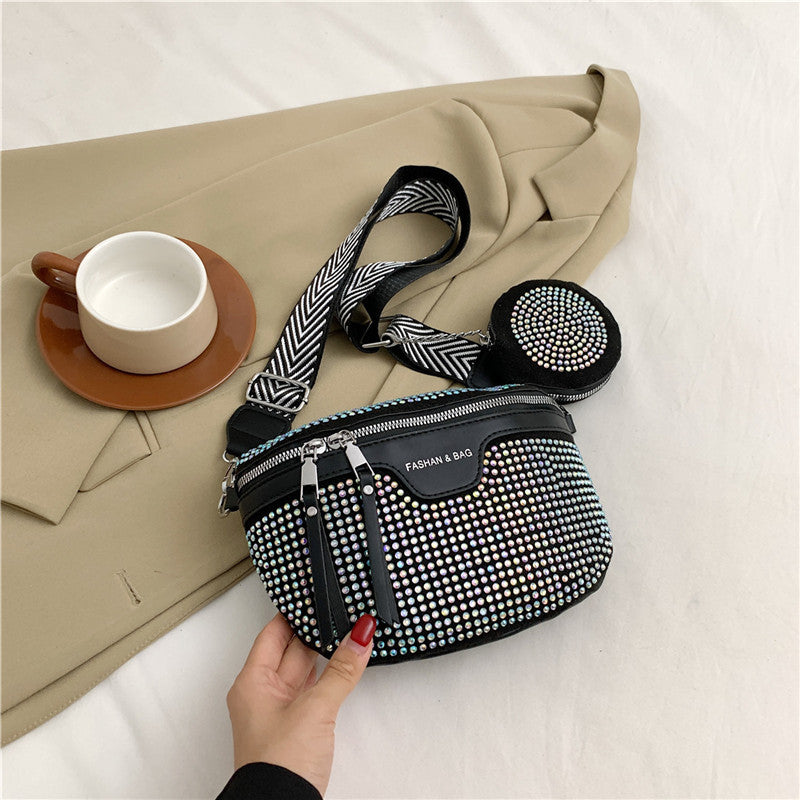 Women's Stylish Simple Rhinestone Fashion Early Autumn Shoulder Bags