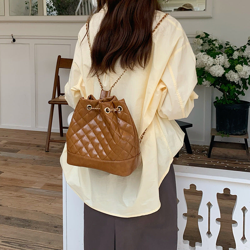 Elegant Rhombus Chain Drawstring Bundle Classic Backpacks