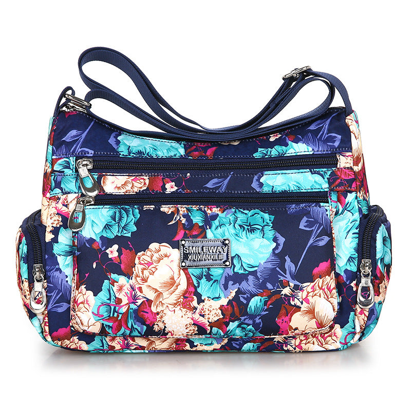 Women's Fashionable Printing Shopping Commuter Waterproof Nylon Shoulder Bags