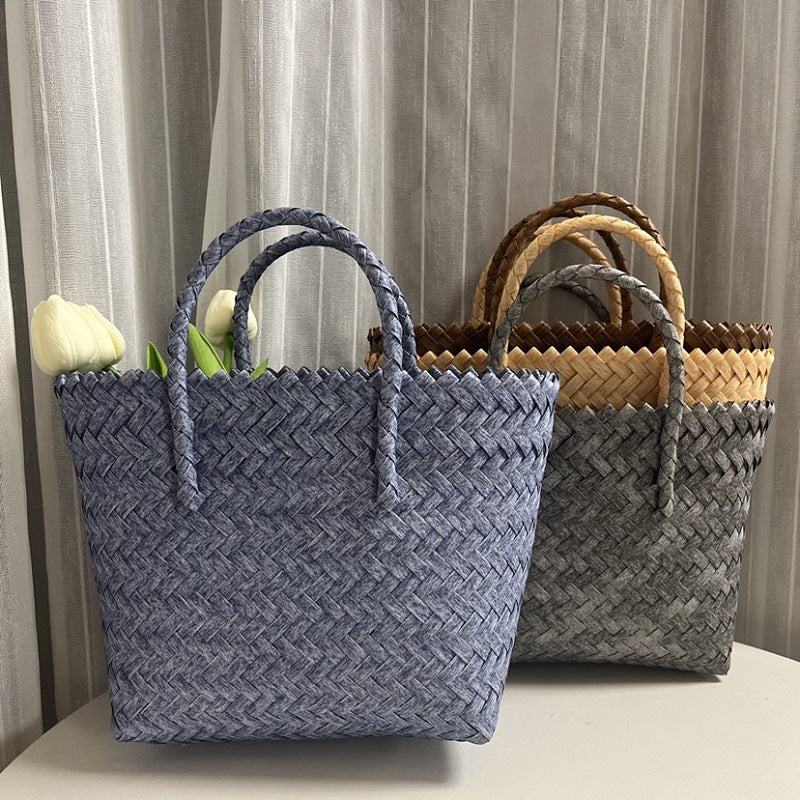 Women's Vegetable Basket Imitation Rattan Woven Hand Gift Handbags