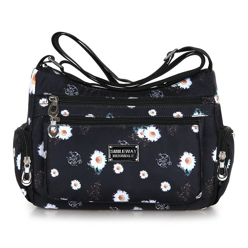 Women's Fashionable Printing Shopping Commuter Waterproof Nylon Shoulder Bags