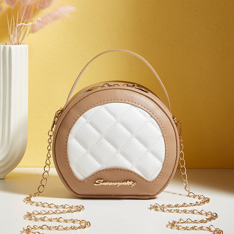 Women's Minority Design Round Trendy Contrast Color Ladies Bags