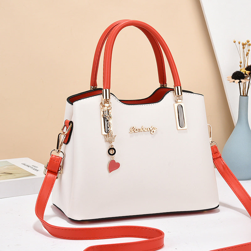 Women's Simple Contrast Color Large Capacity Mom Handbags