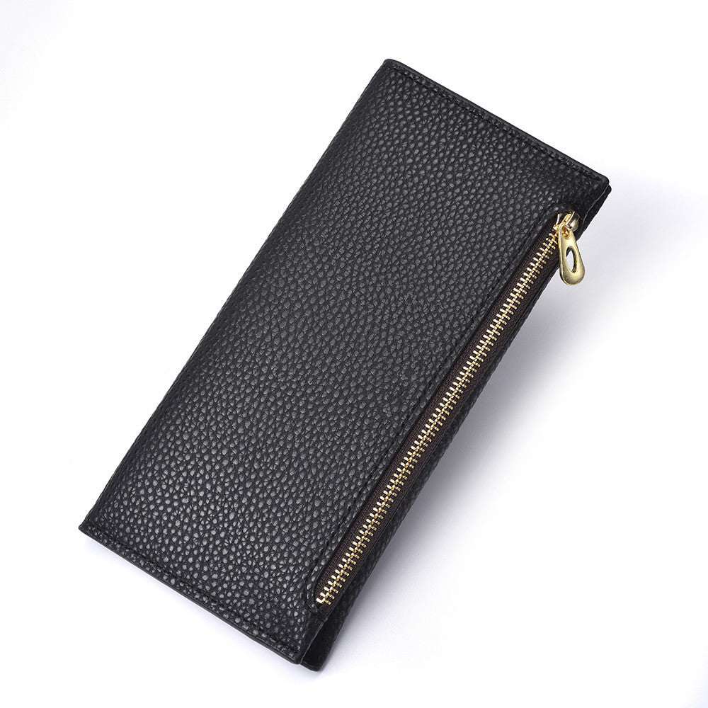 Women's Lychee Pattern Solid Color Simple Thin Ladies Wallets