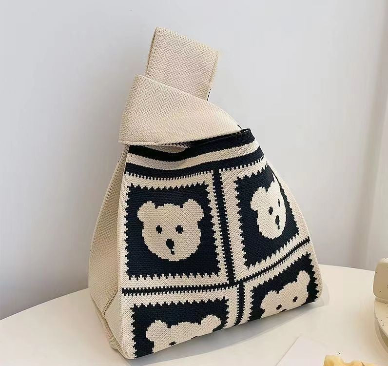 Women's Boat Festival Panda Knitted Wrist Handbags