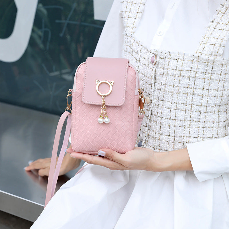 Women's Spring Fashion Woven Mini Pearl Shoulder Bags