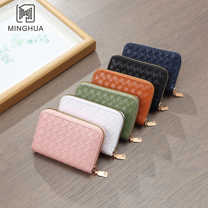 Women's Woven Short Simple Winter Pattern Zipper Purses