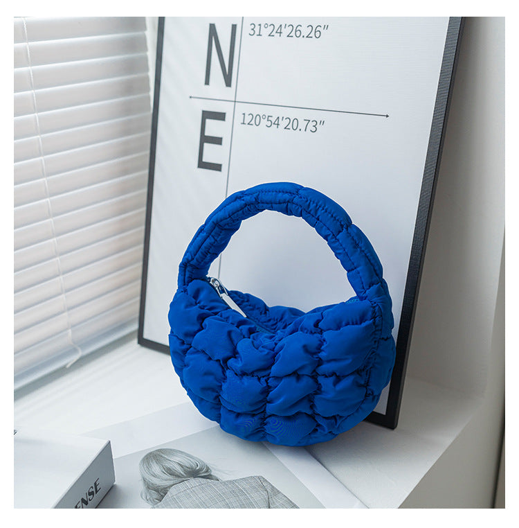 Women's Pleated Cloud Niche Plaid Bubble Down Handbags