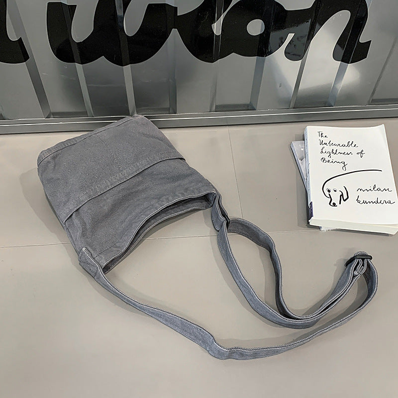 Women's Washed-out Canvas Simple Commute Mori Style Solid Tote Bags
