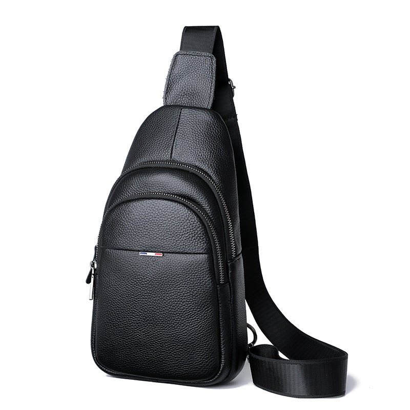 Men's Leather First Layer Cowhide Texture Men's Chest Bags