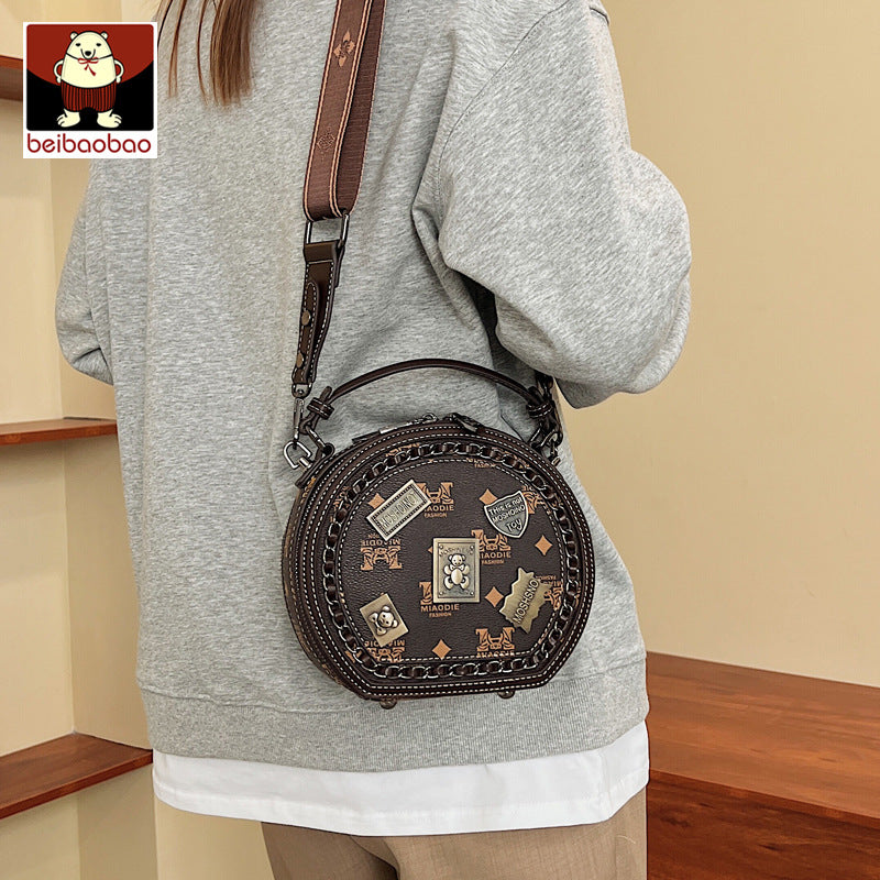 New Women's Source Fashion Badge Round Crossbody Bags