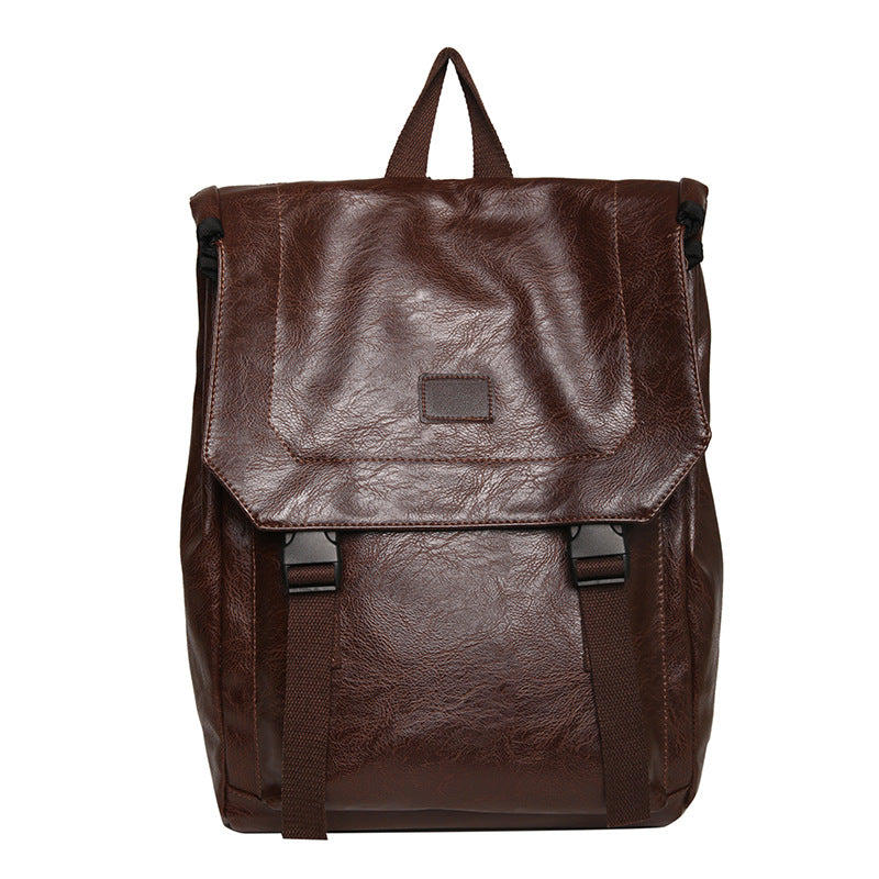 Leather Retro Leisure Solid Color Large Backpacks