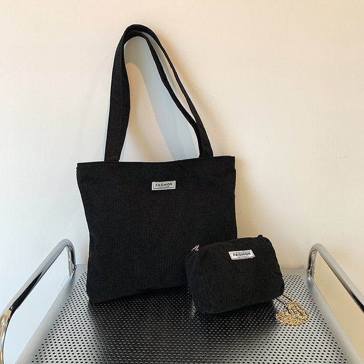 Capacity Corduroy Canvas Artistic Simple Mori Handbags