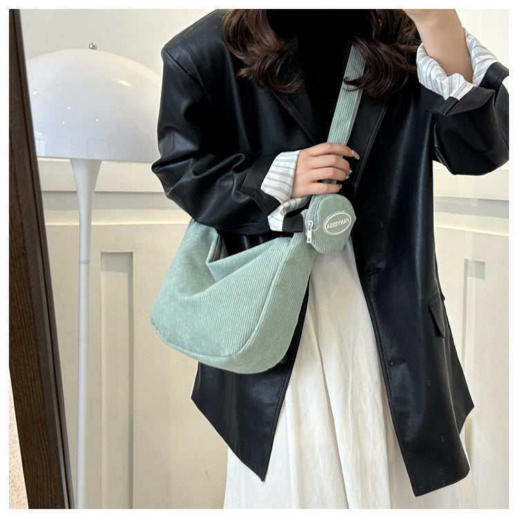 Women's Corduroy Lightweight Large Capacity Dumpling Cloth Crossbody Bags